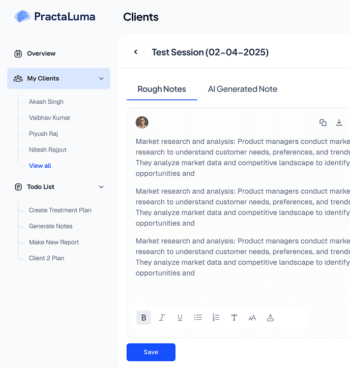Application mockup
