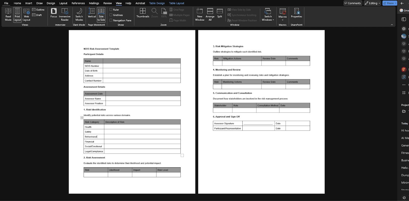 How to Create & Manage NDIS Risk Assessment Word Template